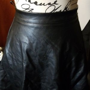 Black Skater Mini Skirt Small Leather Forever 21